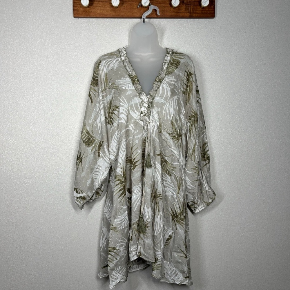 New Lucky and Coco Textured Plam Print Tropical Beach Coverup Size Large Summer